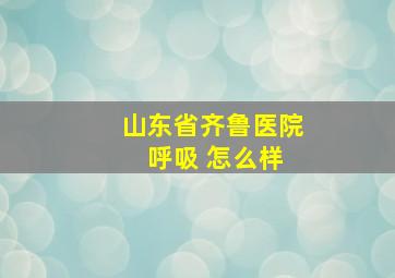 山东省齐鲁医院 呼吸 怎么样